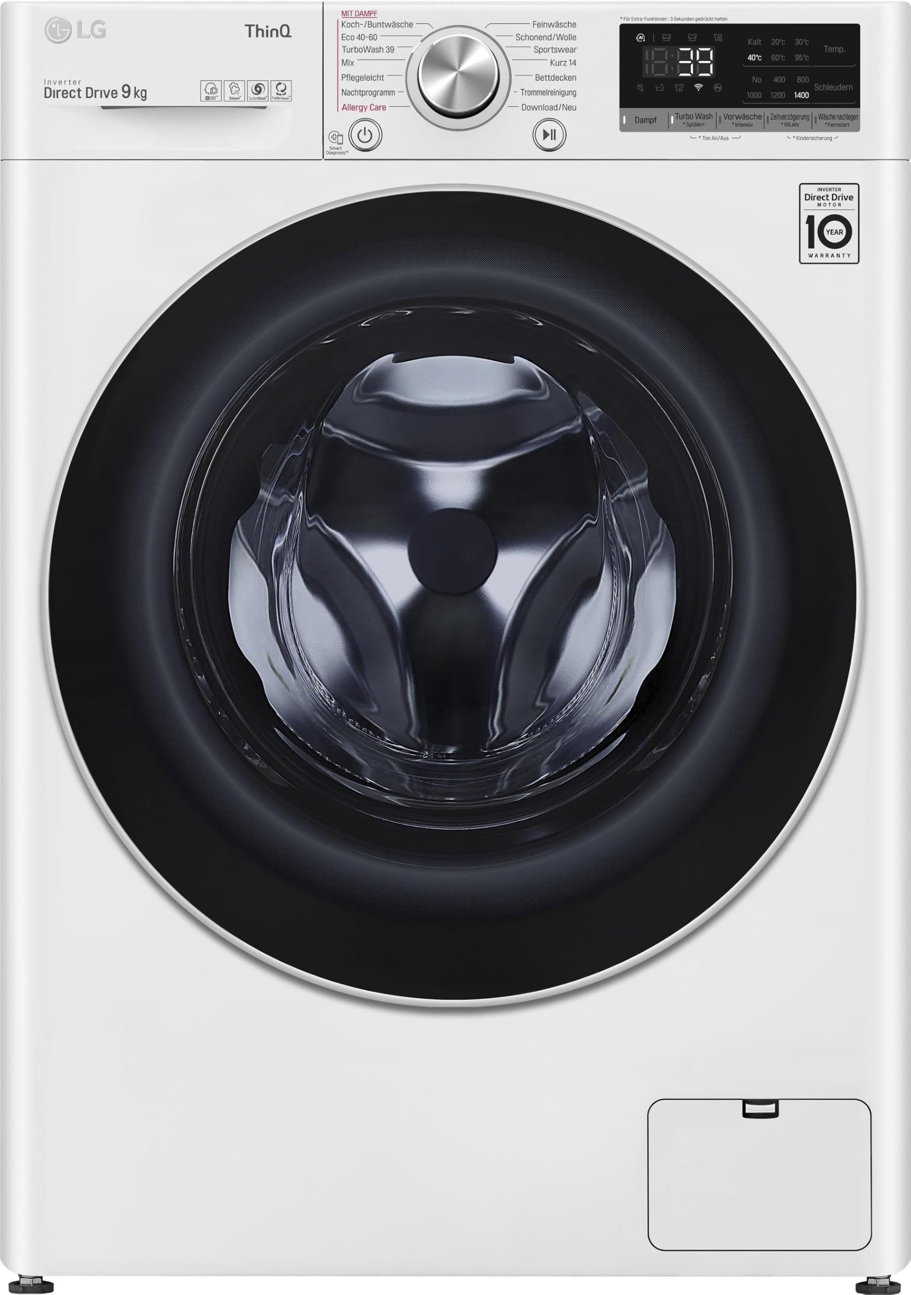 717q3jDNWqL LG F4WV709P1E Waschmaschine, 9 kg, 1400 U/min, AI DD, TurboWash 360°, Steam, Allergy Care, Weiß - Image 1