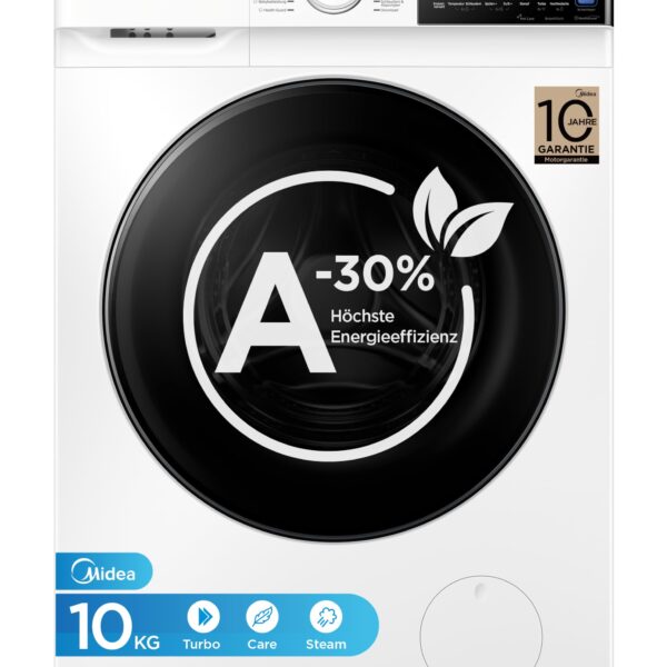 Midea MFV5EW100WBA30 Waschmaschine, 10 kg, BLDC Inverter Motor, Energieeffizienz A-30 %, Weiß