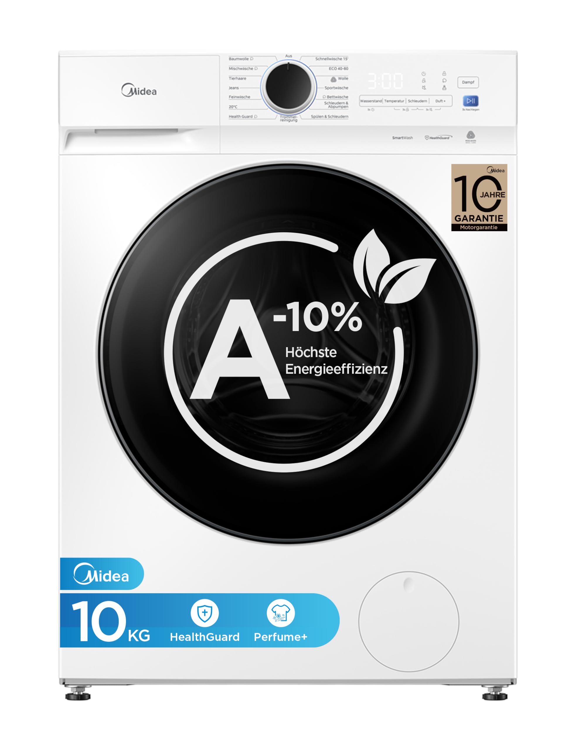 71mmFepkFeL Midea MFV3EW100BA10 Waschmaschine, 10 kg, Energieeffizienz A-10 %, Weiß - Image 1